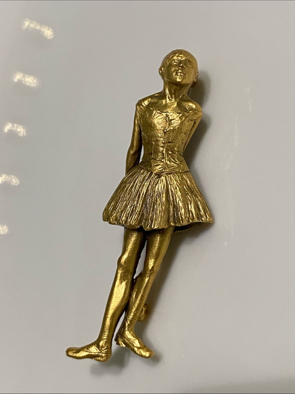 Museum Of Fine Arts Signed Gold Toned Ballerina Figurine Brooch Pin